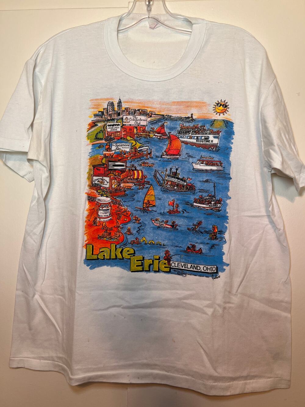 Vintage 1980s Cleveland Lake Erie T-Shirt XL Channel Park Marina